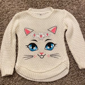 Girls cat sweater in white with sparkling details